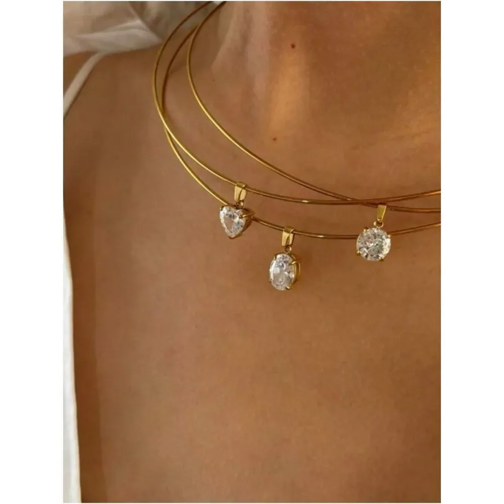 Heart diamond necklace #2636